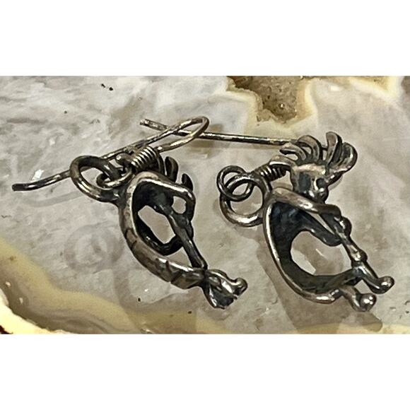 VTG Native American Turquoise & Sterling Silver Kokopelli Necklace Earring Set - Picture 10 of 15